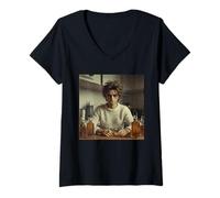 Mujer New Funny Distressed Male Doll Face Meme, Big Glass Camiseta Cuello V