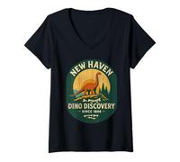 Mujer New Haven Dino Discovery - Camisa retro Fossil Park Connecticut Camiseta Cuello V
