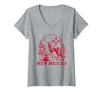 Mujer New Mexico Mountain Lion & Zia Outdoor Hiking Camiseta Cuello V