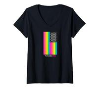 Mujer New Order Vertical Concert US Flag Camiseta Cuello V