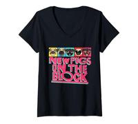 Mujer New Pugs On The Block Funny Pug Owner Pop Culture Gift Camiseta Cuello V