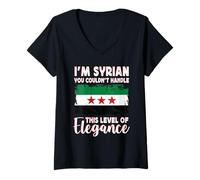 Mujer New Syria Flag Proud Elegant Syrian Boyfriend Girlfriend Camiseta Cuello V