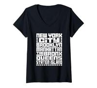 Mujer New York City 5 Boroughs Typography T Shirt NYC Graphic Camiseta Cuello V