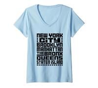 Mujer New York City 5 Boroughs Typography T Shirt NYC Graphic Camiseta Cuello V