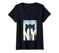 Mujer New York City Graphic tee, Walking In New York City Streets Camiseta Cuello V