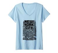 Mujer New York City Skyline T Shirt NYC Boroughs Vintage Graphic Camiseta Cuello V