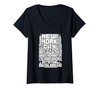 Mujer New York City Skyline T Shirt NYC Boroughs Vintage Graphic Camiseta Cuello V