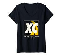 Mujer New York Cross Country Art, diseño Vintage de XC Runner Camiseta Cuello V