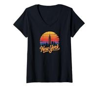 Mujer New York NY NYC Brooklyn Liberty Statue Camiseta Cuello V