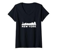 Mujer New York USA Skyline City Skyline Camiseta Cuello V