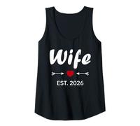 Mujer Newlywed Marriage Quote Minimalist Simple Wife EST 2026 Camiseta sin Mangas