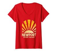 Mujer Newport, Rhode Island - Sunny Newport, Rhode Island Camiseta Cuello V