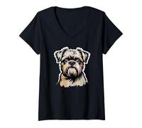 Mujer Newspaper Art Brussels Griffon Belge Camiseta Cuello V