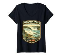 Mujer Niagara Falls Canada Niagara Falls Tourist Canada Familia Camiseta Cuello V