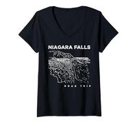 Mujer Niagara Falls Canadá Nueva York Familia Viaje Recuerdo Camiseta Cuello V