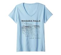 Mujer Niagara Falls Nueva York Cascada Arte Ilustración Recuerdo Camiseta Cuello V