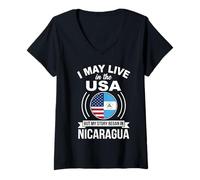 Mujer Nicaragua USA Heritage Puedo Vivir en Estados Unidos Camiseta Cuello V