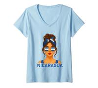 Mujer Nicaraguan Girl Nicaragua Flag Nicaraguan Girlfriend Wife Camiseta Cuello V