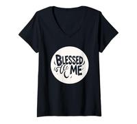 Mujer Nice Blessed me Discurso para Niños y Niñas Camiseta Cuello V
