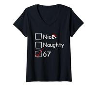 Mujer Nice Naughty 67 Meme Funny Christmas Men Women Kids Camiseta Cuello V