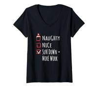 Mujer Nice Naughty Fed The Wrong Animal Christmas List Granja Camiseta Cuello V