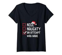 Mujer Nice Naughty Un Intento fue Hecho Lista de Navidad Camiseta Cuello V