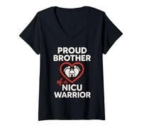 Mujer NICU Hermano Prematuro Hermano Mayor Hermana Mayor Milagro Familia Camiseta Cuello V
