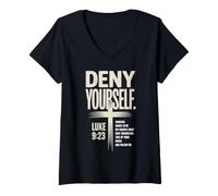 Mujer Niégate a ti Mismo Lucas9:23 Discipulado Cristiano Camiseta Cuello V