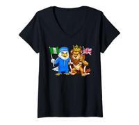 Mujer Nigeria Bandera del Reino Unido Herencia británica nigeriana Camiseta Cuello V