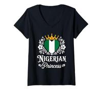 Mujer Nigerian Princess Nigeria Flag Proud Nigerian Girl Camiseta Cuello V