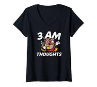 Mujer Night Owl Overthinker 3 Am Thoughts Coffee Camiseta Cuello V