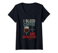 Mujer Night Shift Life Late Night Worker Agotado Night Owl Sleep Camiseta Cuello V