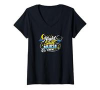 Mujer Night Shift Nurse Crew Estetoscopio Gráfico Médico Camiseta Cuello V