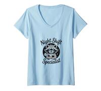 Mujer Night Shift Specialist Funny Trash Panda Raccoon Meme Camiseta Cuello V