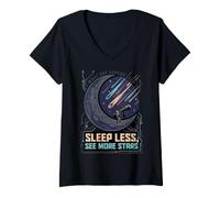 Mujer Night Sky Camera Club Observación de Estrellas Astronomía Telescopio Observar Camiseta Cuello V