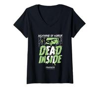 Mujer Nightmare of Horror Dead Inside Bride of Frankenstein Camiseta Cuello V