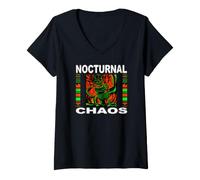 Mujer Nights Owl Gamer Nocturnal Chaos Coffee Lover Camiseta Cuello V