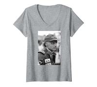 Mujer Niki Lauda Brands Hatch GP de Gran Bretaña 1984 Camiseta Cuello V