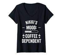 Mujer Nikki Personalized Cute Coffee Girls Nikki Name Camiseta Cuello V