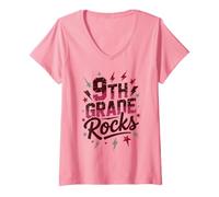 Mujer Niñas de 9º Grado Rocks First Day Choir Teacher Crew Game On Camiseta Cuello V
