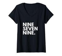 Mujer Nine Seven Nine Código de Área 979 College Station TX Texas EE.UU Camiseta Cuello V