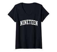 Mujer Nineteen Minimalist 19th Birthday Design 19-Year-Old Camiseta Cuello V