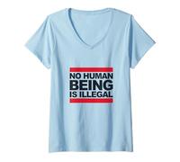 Mujer Ningún ser humano es ilegal - El original Camiseta Cuello V