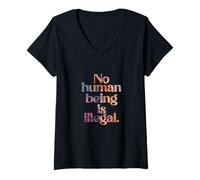 Mujer Ningún ser humano es ilegal - THE ORIGINAL (Liberty Edition) Camiseta Cuello V
