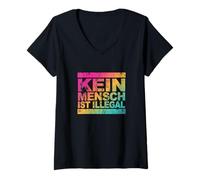 Mujer Ninguna Persona es Ilegal - declaración contra el Racismo. Camiseta Cuello V