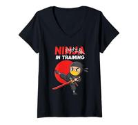 Mujer Ninja en Entrenamiento Genial para niños Guerreros de Artes Marciales Camiseta Cuello V