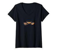 Mujer Ninja Eyes & Face in The Shadows Halloween Party Costume Camiseta Cuello V