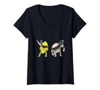Mujer Ninja Té Helado Lucha de Limón y Melocotón Camiseta Cuello V