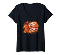 Mujer Niños Baloncesto Comer Dormir Ganar Repetir Atleta Energía Camiseta Cuello V