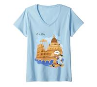 Mujer Niños Italia Souvenir Girl on Bike Diciendo Ciao - Hola Italiano Camiseta Cuello V